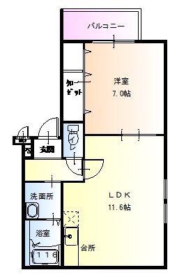 フジパレスリーリエ石津(1LDK/3階)の間取り写真