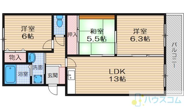 サンアベニュー(3LDK/1階)の間取り写真