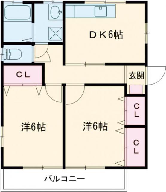 アルファメゾン(2DK/2階)の間取り写真