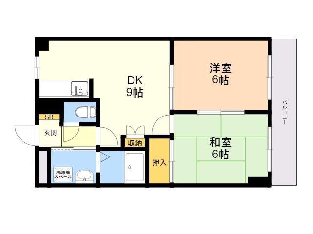 ドリームハウス(2DK/2階)の間取り写真