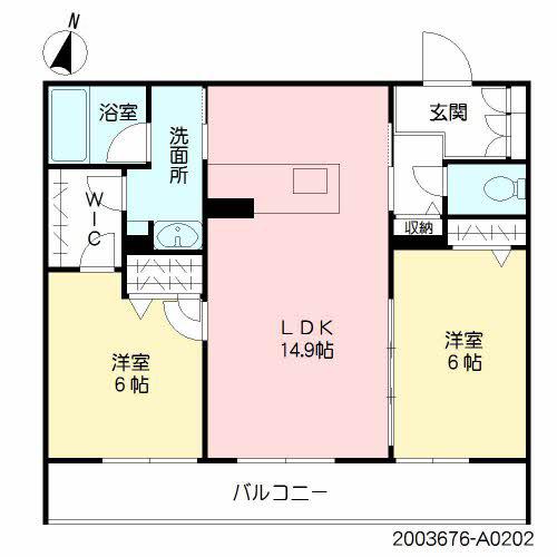 コルティーレ(2LDK/2階)の間取り写真