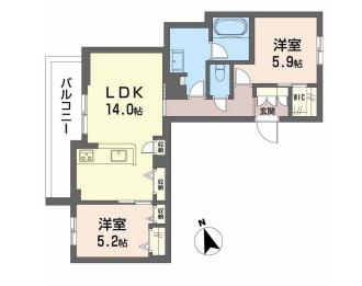 モノリス天王寺(2LDK/3階)の間取り写真