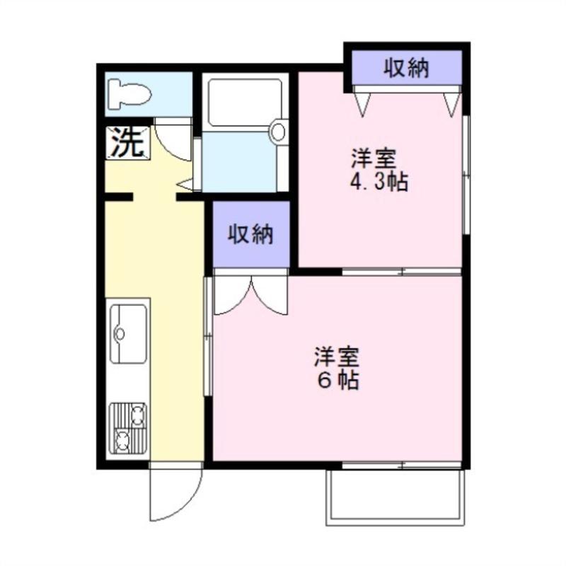 第2みのる荘(2K/1階)の間取り写真