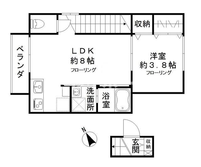 ハウオリ山王(1LDK/2階)の間取り写真