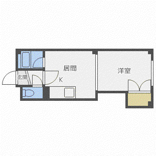 ハーベスト20(1DK/2階)の間取り写真