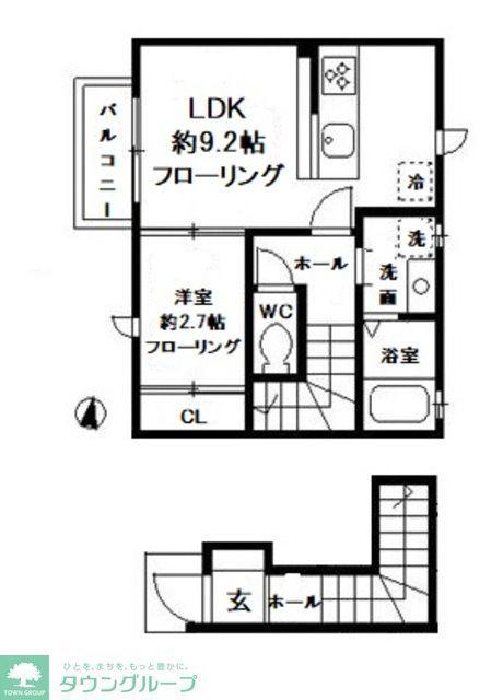 BONHEUR(1LDK/2階)の間取り写真