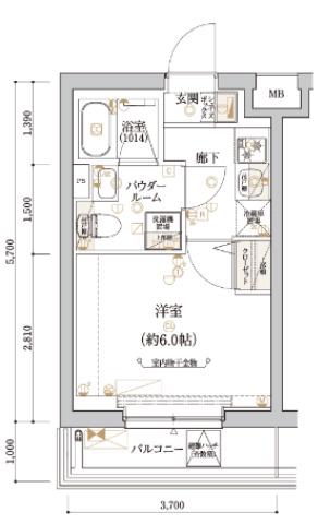 ECREDE横濱吉野町(1K/2階)の間取り写真
