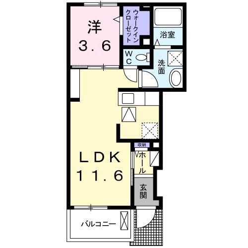 エレガント郡山(1LDK/1階)の間取り写真
