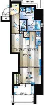アクタス薬院アネックス(1DK/8階)の間取り写真