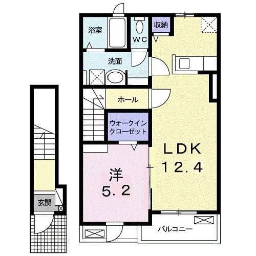 グリーンヒルズ セレノ(1LDK/2階)の間取り写真