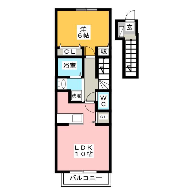 アイリスII(1LDK/2階)の間取り写真