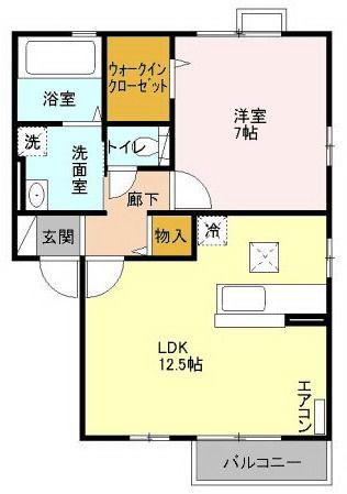 ルージュモア(1LDK/1階)の間取り写真