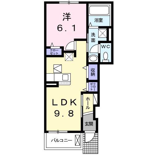 プラージュ リ・オン(1LDK/1階)の間取り写真