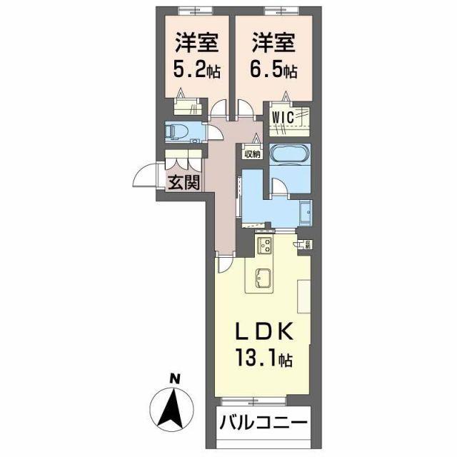 アヴェニール雄飛ヶ丘(2LDK/1階)の間取り写真