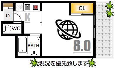 GRACIEUX河原町(1K/6階)の間取り写真