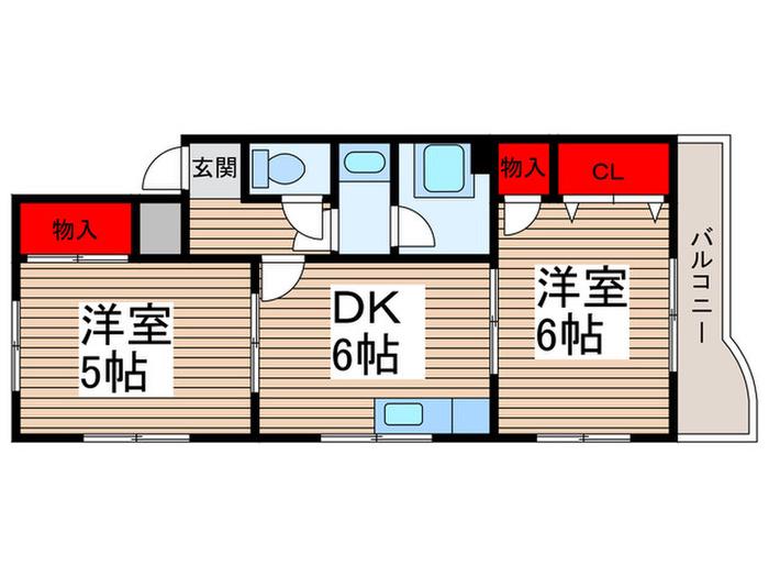 芝銀座ハイツ(2DK/3階)の間取り写真