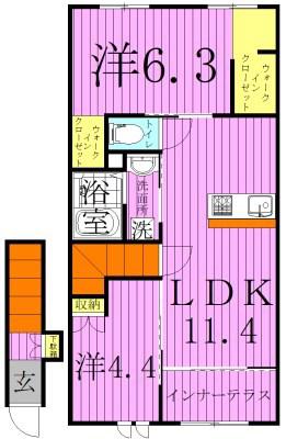 ルピーノ LUPINO(2LDK/2階)の間取り写真