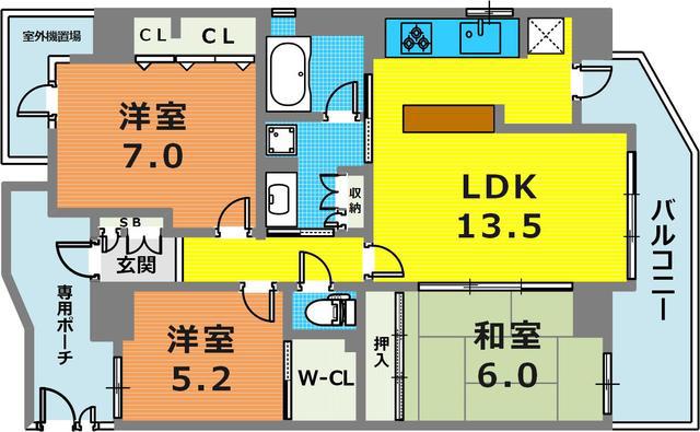 アーバネックス元町通(3LDK/15階)の間取り写真