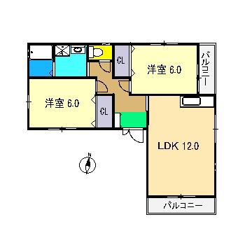 NEWBEGINING(2LDK/1階)の間取り写真