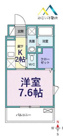 ビオーラ・ブローテ横浜(1K/3階)の間取り写真