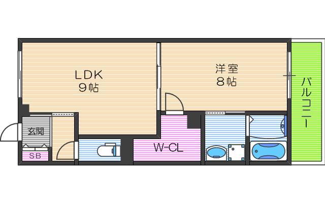 S-RESIDENCE 学園坂(1LDK/8階)の間取り写真