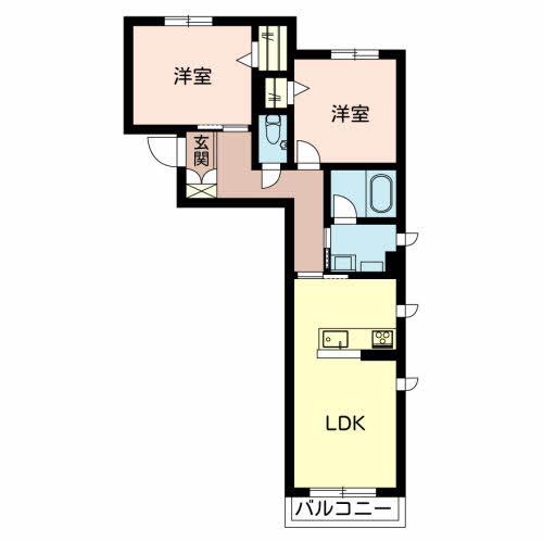 ザ フジイ ガーデンC(1LDK/2階)の間取り写真