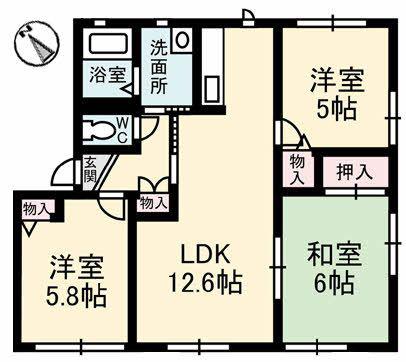 クレールT.I 3(3LDK/1階)の間取り写真