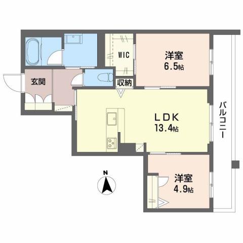 シャルール メゾン(2LDK/2階)の間取り写真