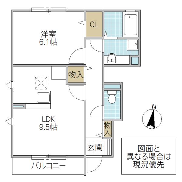 スカイブルー J(1LDK/1階)の間取り写真
