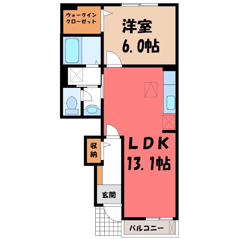 サンヴィレッジE(1LDK/1階)の間取り写真