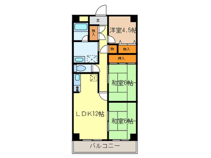 ノルンII稲本(3LDK/8階)の間取り写真
