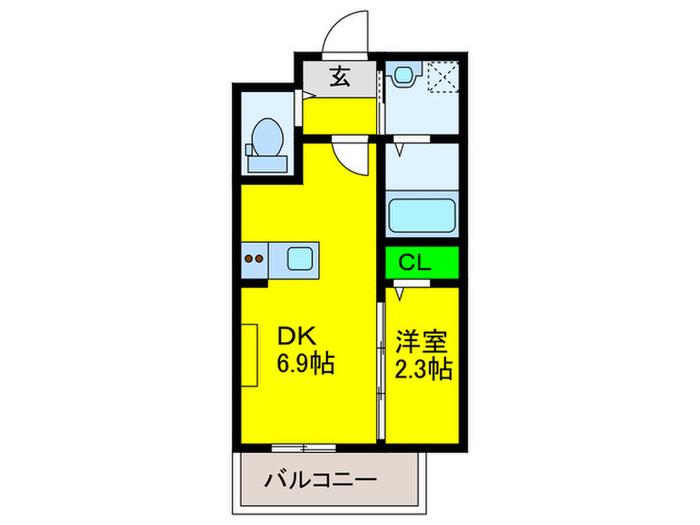 ALMO CASA三国ケ丘(1DK/1階)の間取り写真