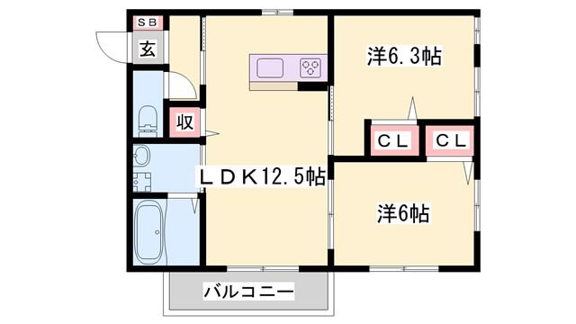 プランドール(2LDK/2階)の間取り写真