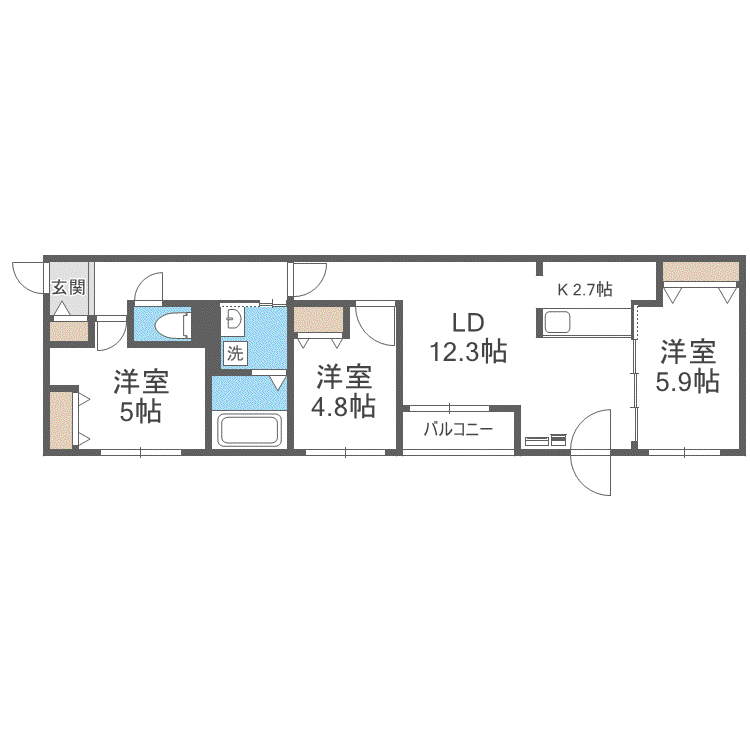ETERNITY東札幌(3LDK/3階)の間取り写真