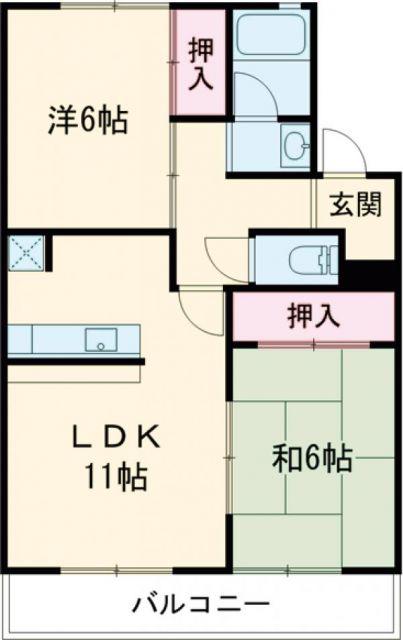 アイワコーポ(2LDK/2階)の間取り写真