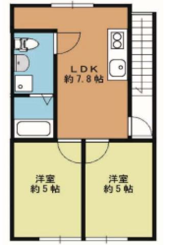 西野大鳥井町ハイツ(2LDK/2階)の間取り写真