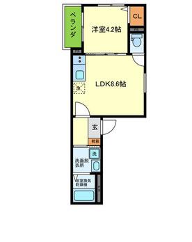 T MAISON 出屋敷(1LDK/1階)の間取り写真