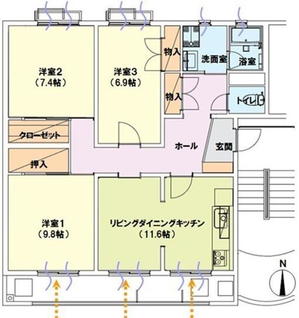 コリノ洗足池(3LDK/4階)の間取り写真