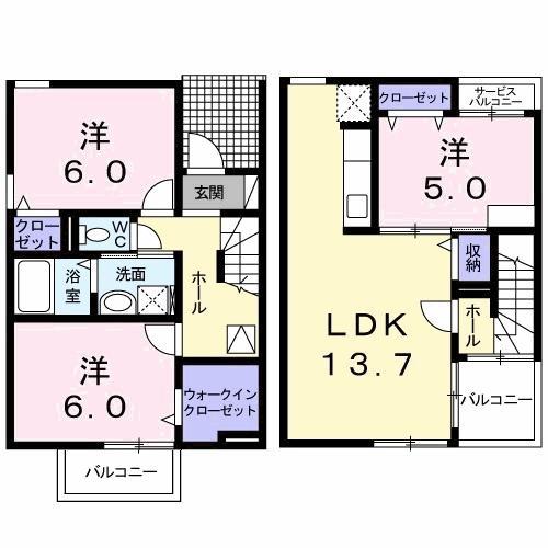 サンシャインコテージII A(3LDK/1階)の間取り写真