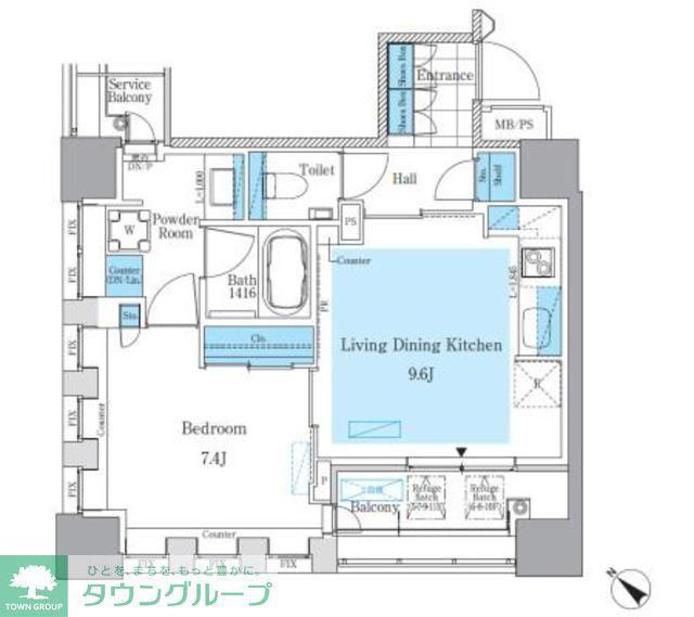 パークアクシス月島マチュアスタイル(1LDK/5階)の間取り写真