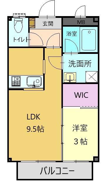 ディアコート大開(1LDK/2階)の間取り写真