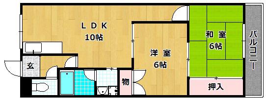 津田NSマンション(2LDK/4階)の間取り写真