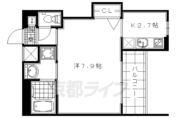 ORYZA嵯峨野(1K/2階)の間取り写真