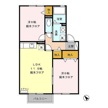セジュール上徳間A/B(2LDK/2階)の間取り写真