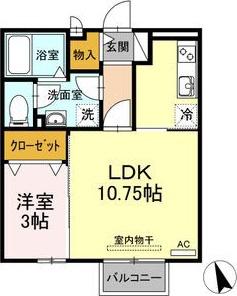 セジュール アン(1LDK/2階)の間取り写真