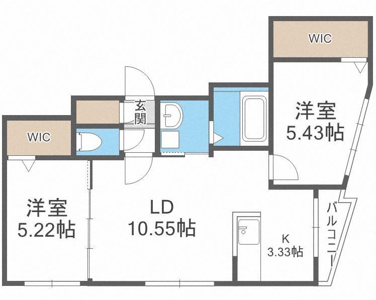 K・I・M美園(2LDK/3階)の間取り写真