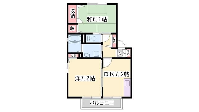 アイクスコートH(2DK/1階)の間取り写真