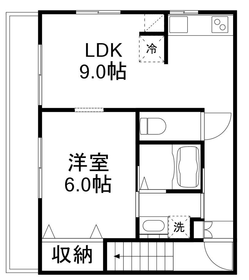 ベルハイム(1LDK/2階)の間取り写真