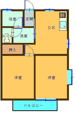 SOUBUハイツ吉倉B(2DK/2階)の間取り写真