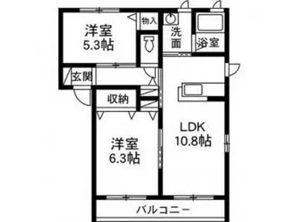 シャーメゾン ルナパークB(2LDK/1階)の間取り写真